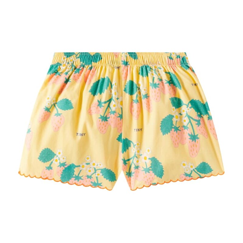 Tinycottons Strawberries printed scalloped cotton shorts