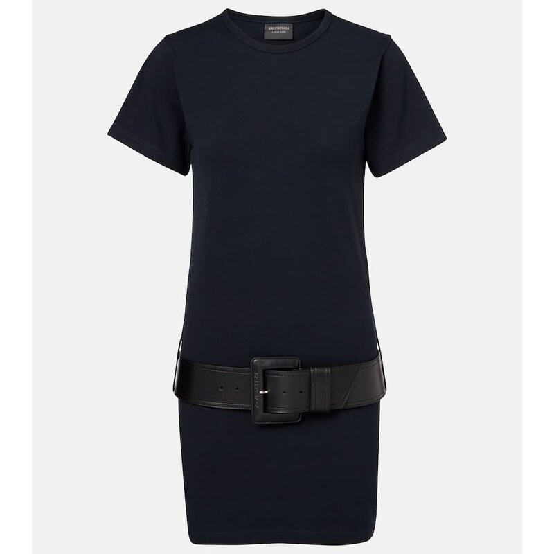 Balenciaga Belted cotton-blend jersey minidress
