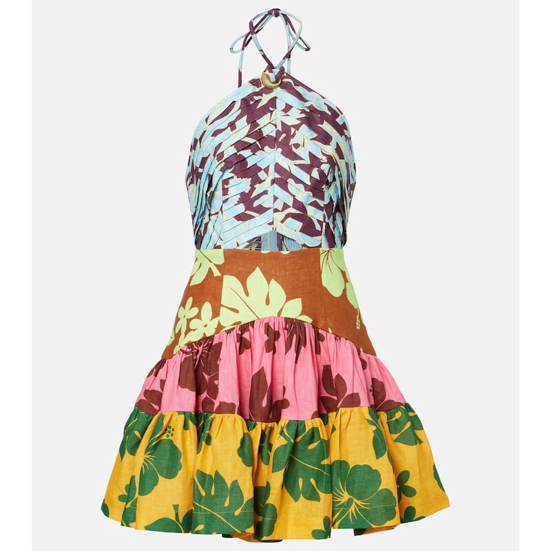 Alémais Poppy printed halterneck minidress
