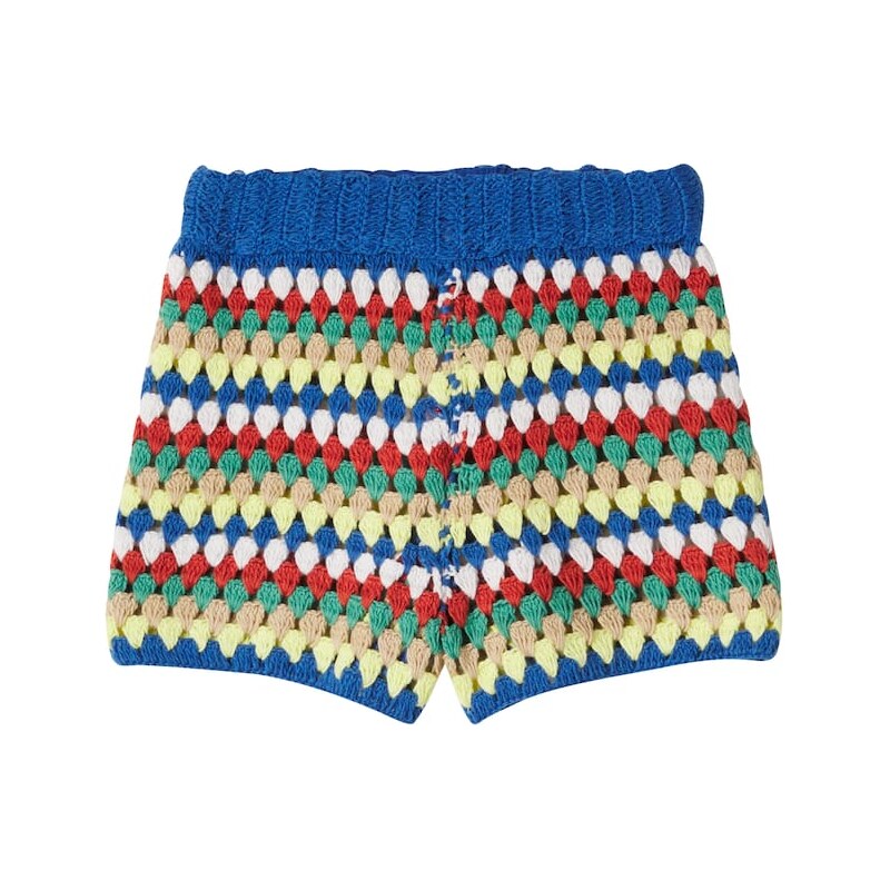 The New Society Serifos striped crochet cotton shorts
