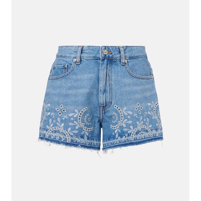 Ganni Broderie anglaise denim shorts