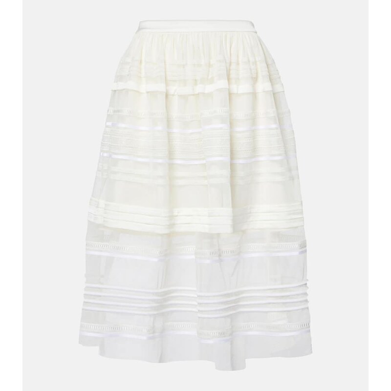 Xu Zhi Gathered lace and tulle midi skirt