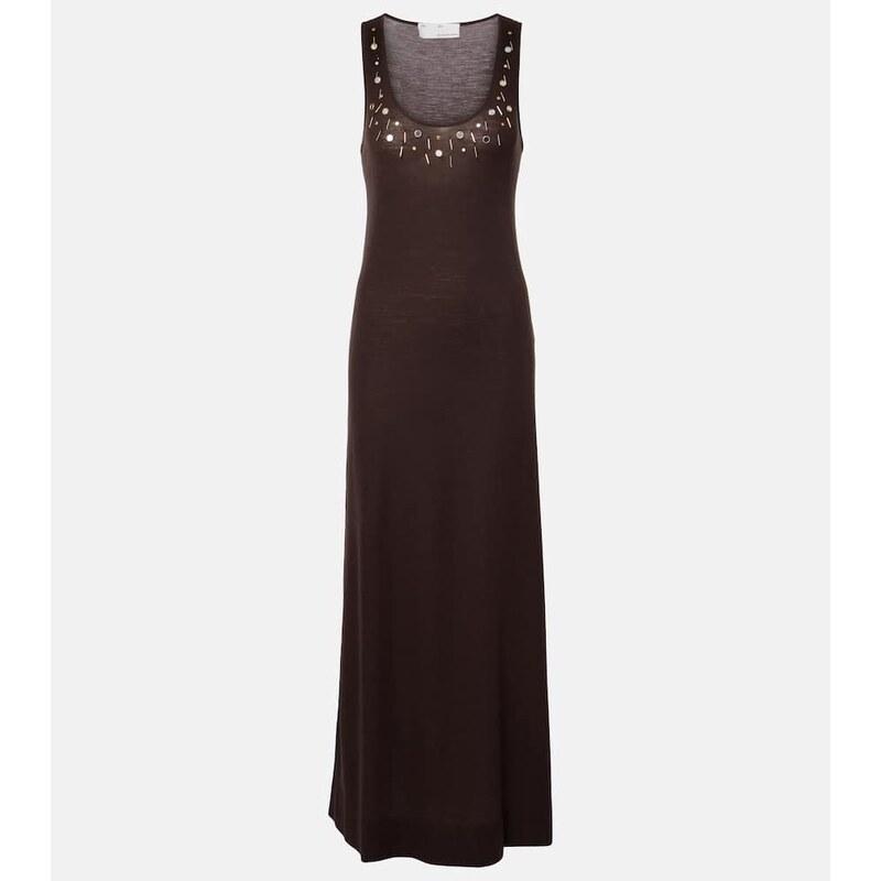 Xu Zhi Embellished wool-blend maxi dress