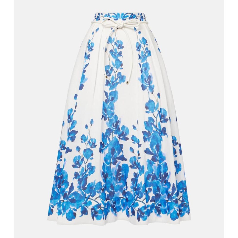 Rebecca Vallance Orchid Blues floral midi skirt