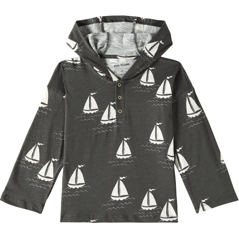 Mini Rodini Sailing Boats printed cotton hoodie