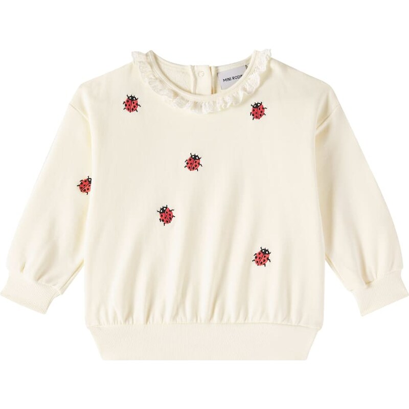 Mini Rodini Ladybugs embroidered cotton sweater