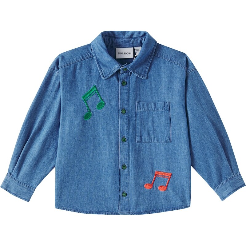 Mini Rodini Note embroidered denim shirt