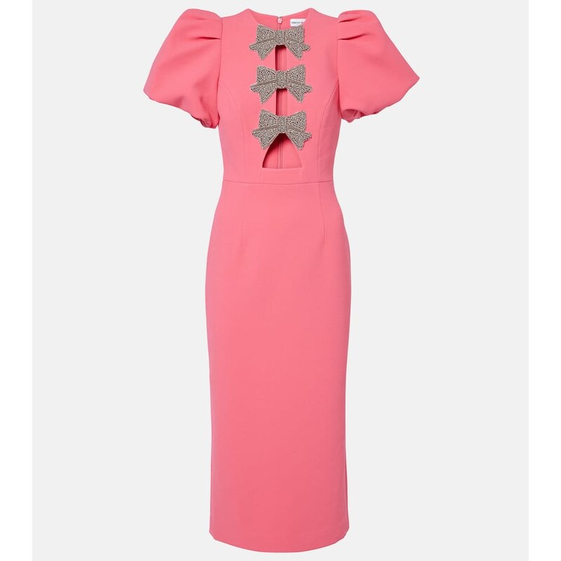Rebecca Vallance Posey embellished puff-sleeve midi dress