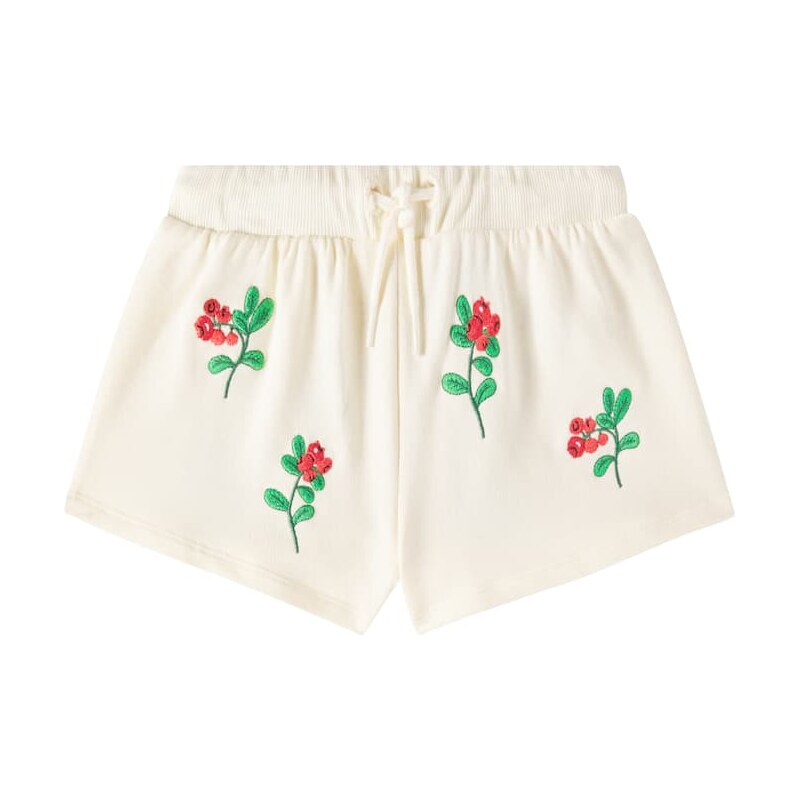 Mini Rodini Lingoberries embroidered cotton shorts