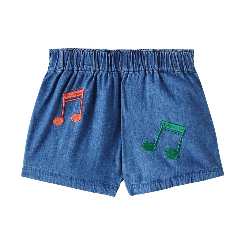 Mini Rodini Note embroidered denim shorts
