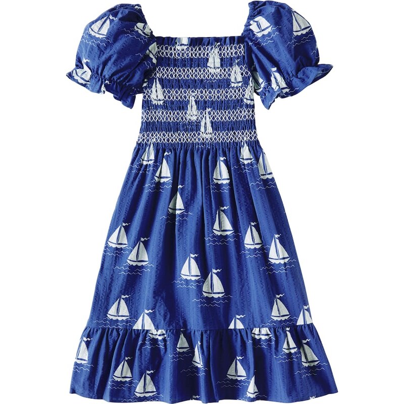 Mini Rodini Sailing Boats smocked cotton dress