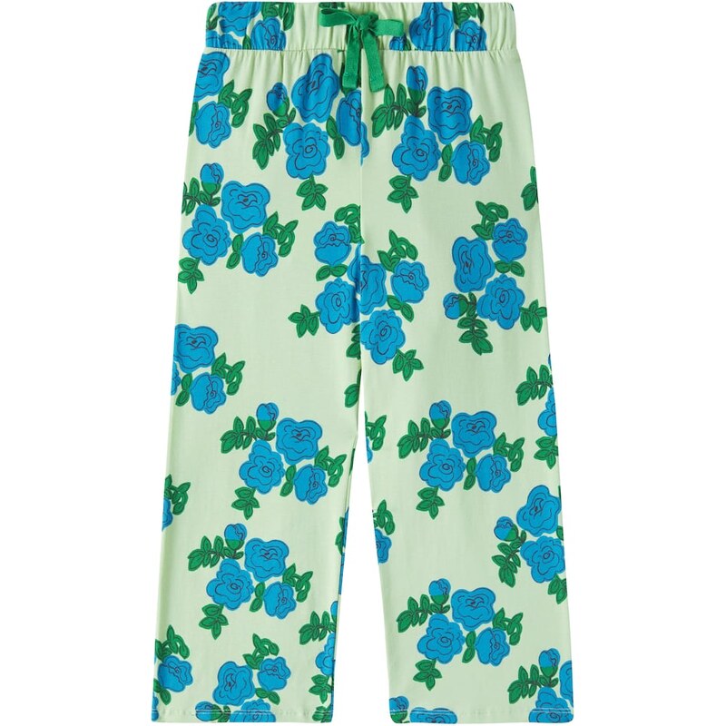 Mini Rodini Blue Roses cotton-blend pants