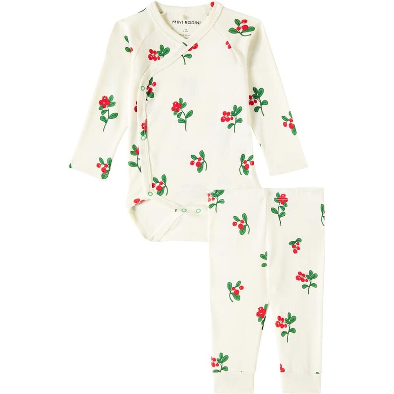 Mini Rodini Baby Lingonberries cotton bodysuit and pants set