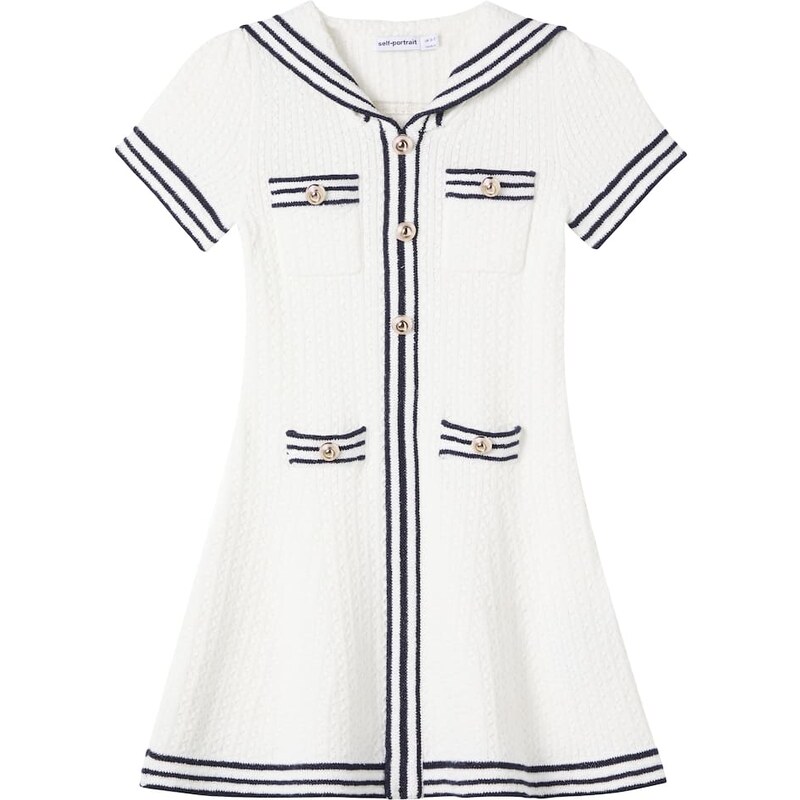 Self-Portrait Kids Cable-knit cotton-blend dress
