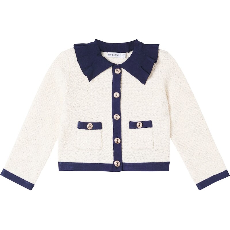Self-Portrait Kids Floral cotton and wool-blend cardigan