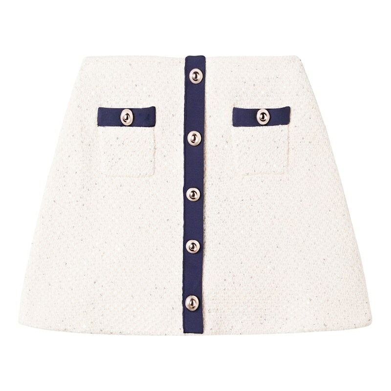 Self-Portrait Kids Sequined tweed skirt