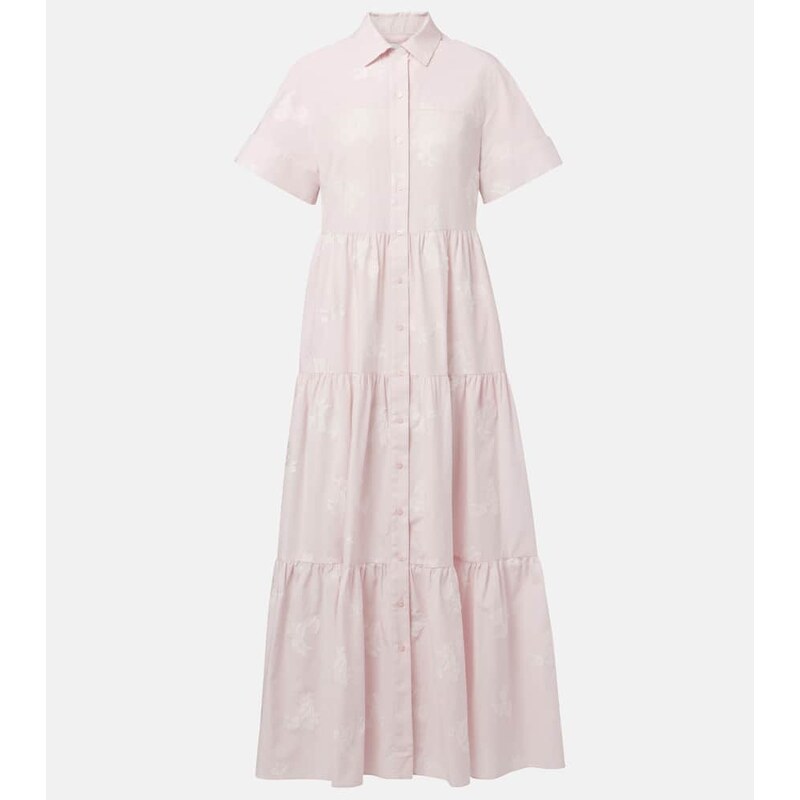 Erdem Embroidered tiered cotton shirt dress