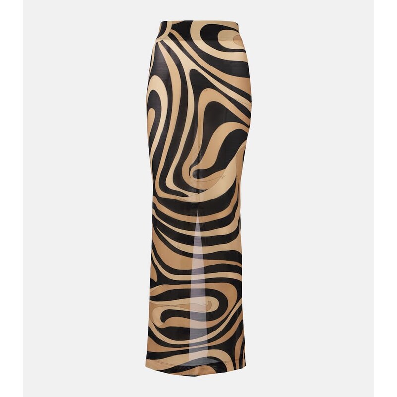 Pucci Printed semi-sheer maxi skirt