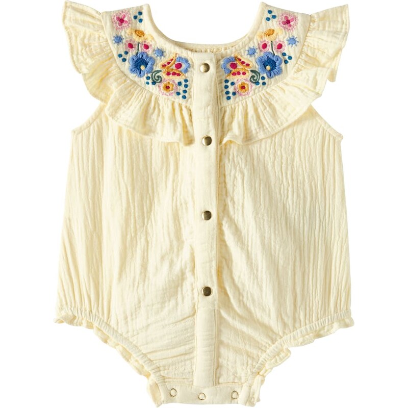 Louise Misha Baby Jade embroidered cotton playsuit