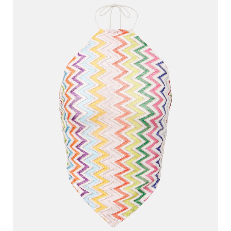 Missoni Zigzag knitted open-back halterneck top