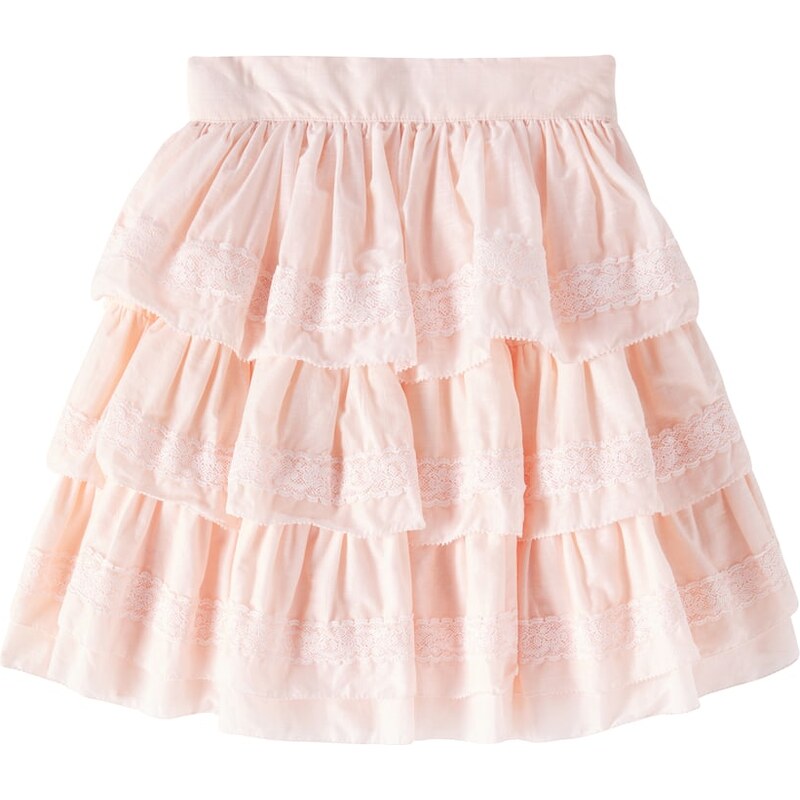 Petite Amalie Lace-trimmed tiered cotton skirt