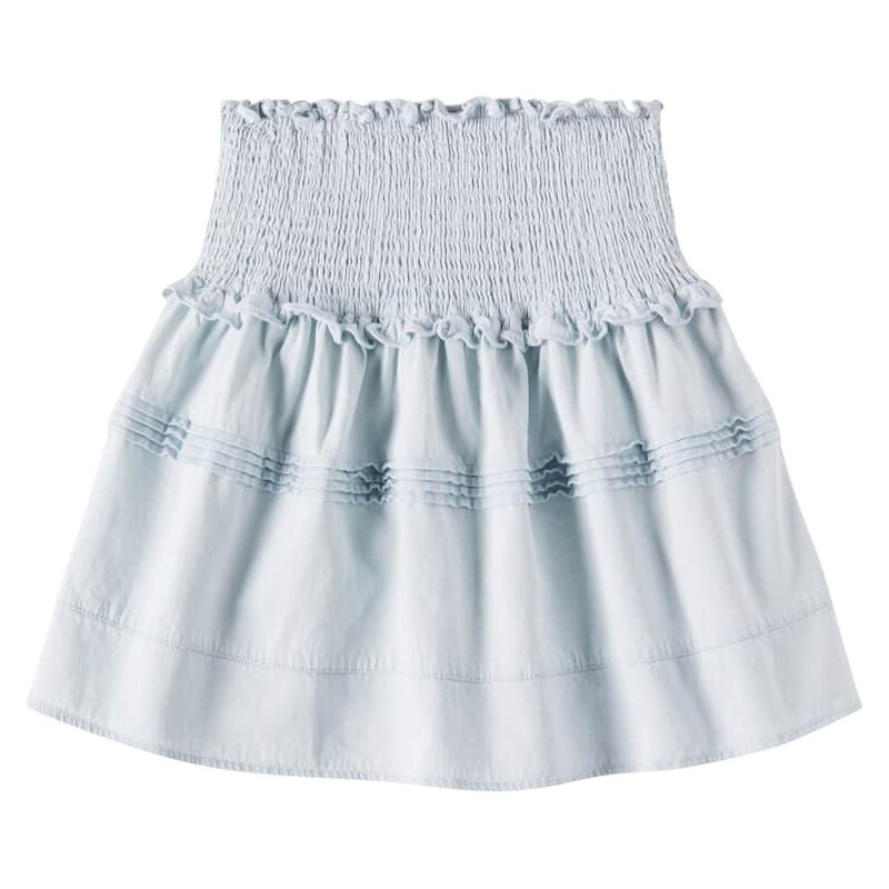 Petite Amalie Shirred cotton chambray skirt