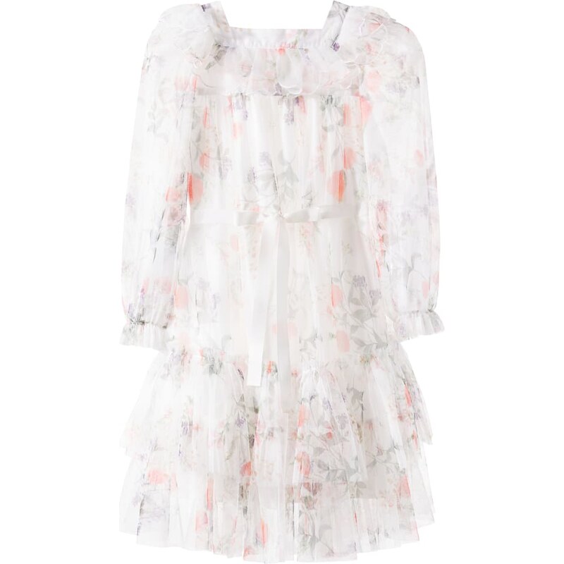 Petite Amalie Floral tiered tulle dress