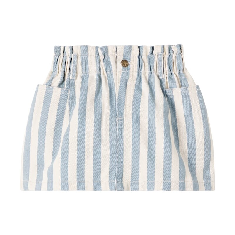 Rylee + Cru Striped gathered denim skirt