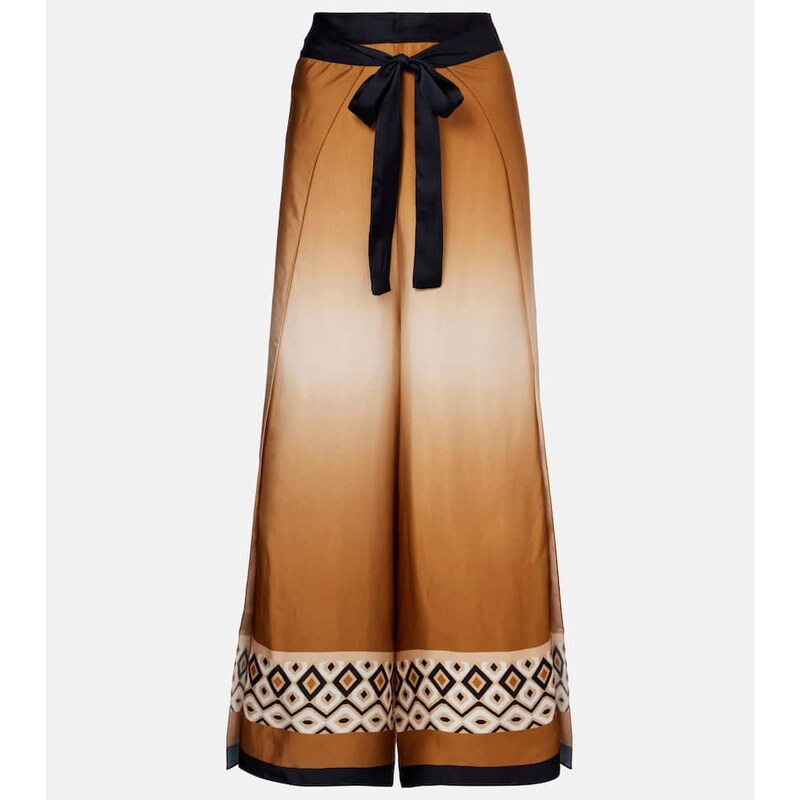 Max Mara Printed satin cropped wide-leg pants