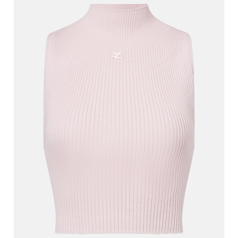 Courrèges Ribbed cotton and wool tank top