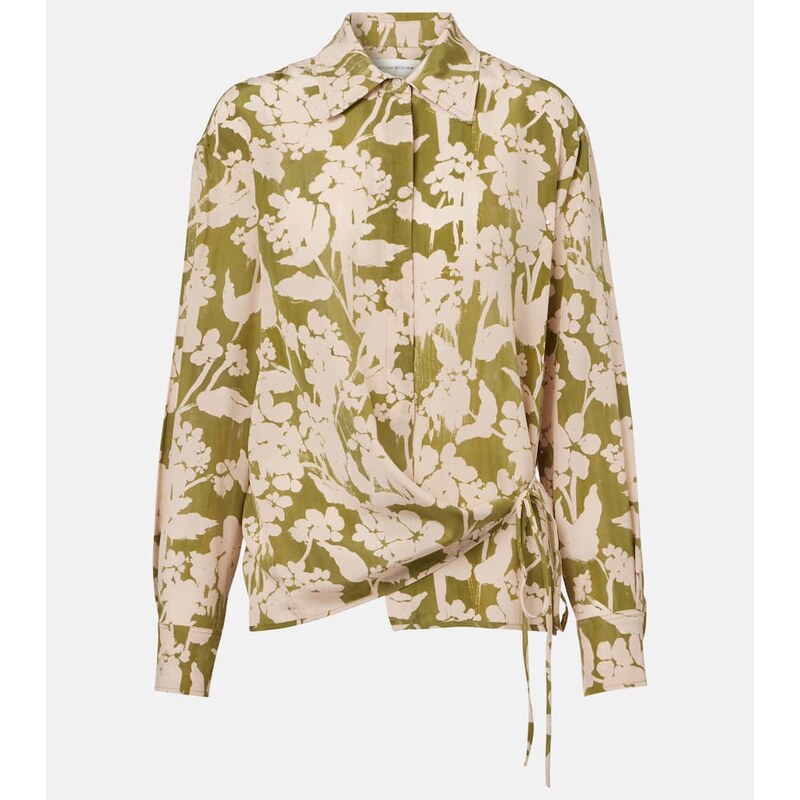 Victoria Beckham Printed gathered silk blouse
