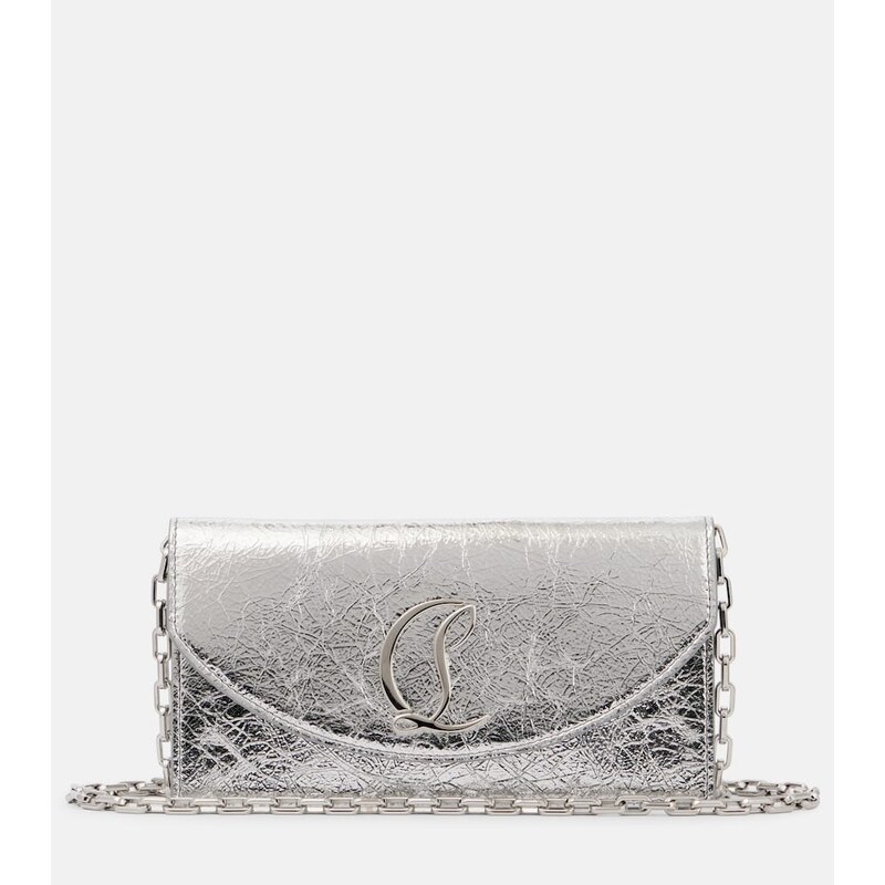Christian Louboutin Loubi54 metallic leather clutch