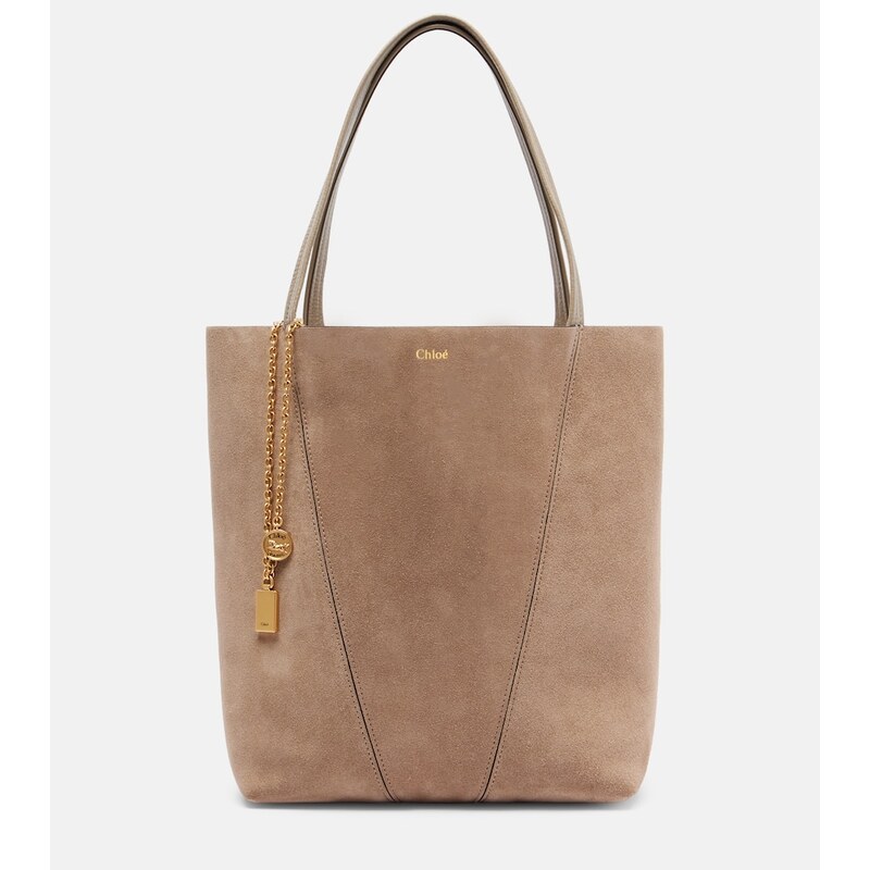 Kabelka Chloé Spin Medium z kůže v barvě Motty Grey