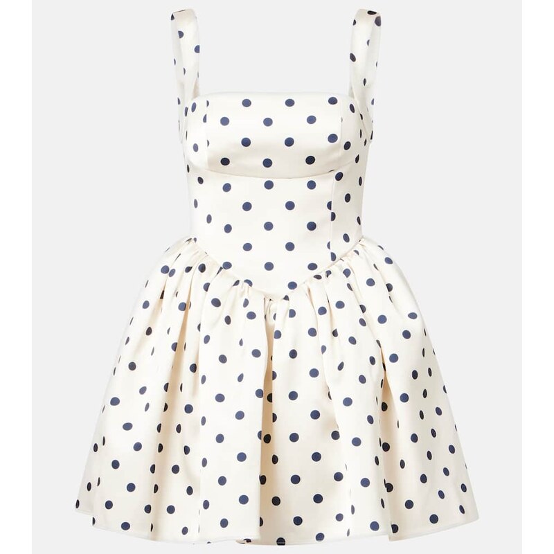 Self-Portrait Polka-dot satin minidress