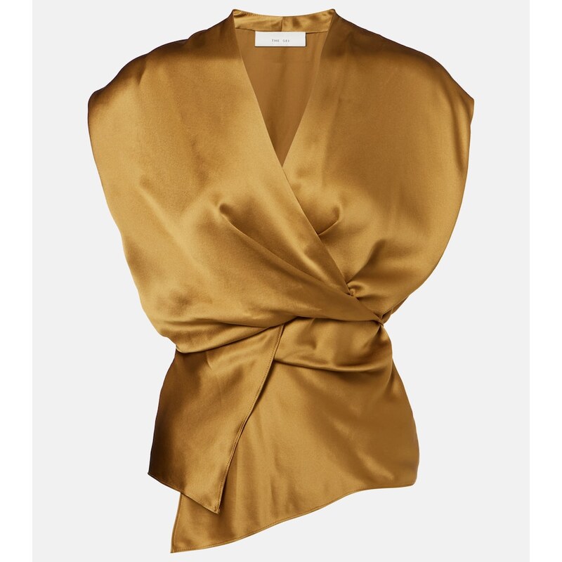 The Sei Silk satin wrap top