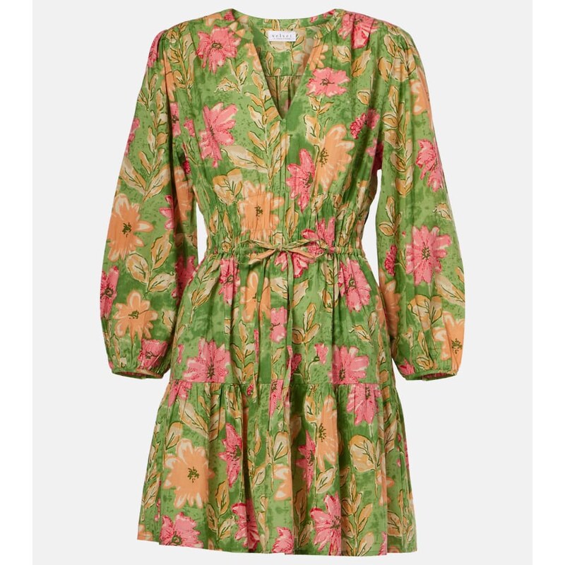 Velvet Floral cotton minidress