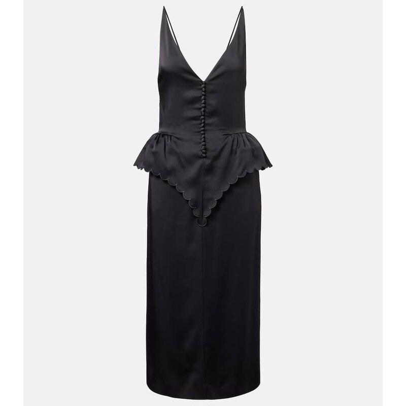 Stella McCartney Open-back peplum satin midi dress