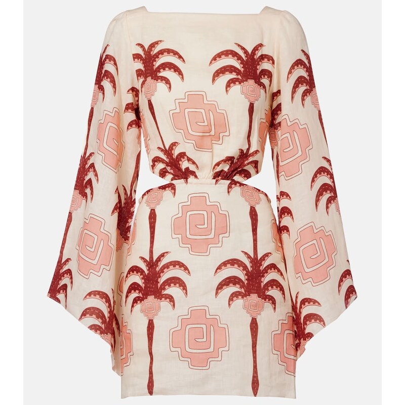 Johanna Ortiz Cutout printed linen minidress