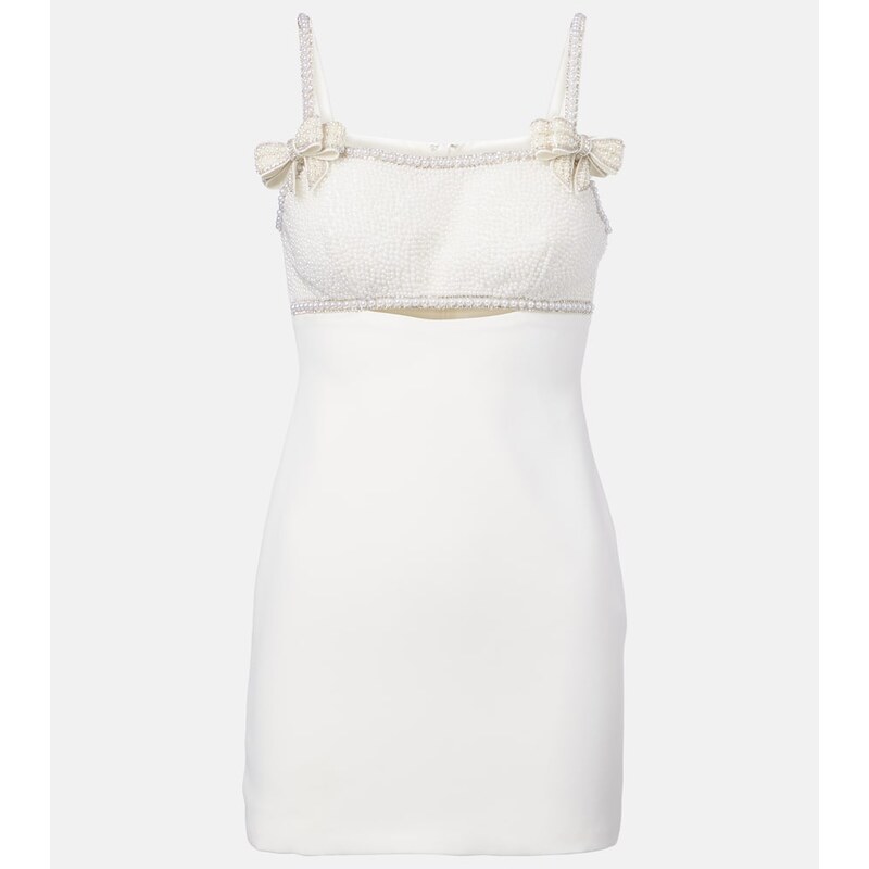 Self-Portrait Faux pearl-embellished crÃªpe minidress