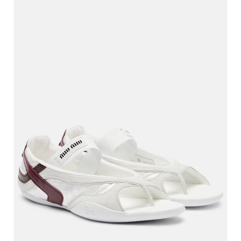 Miu Miu Gymnasium leather-trimmed thong sandals
