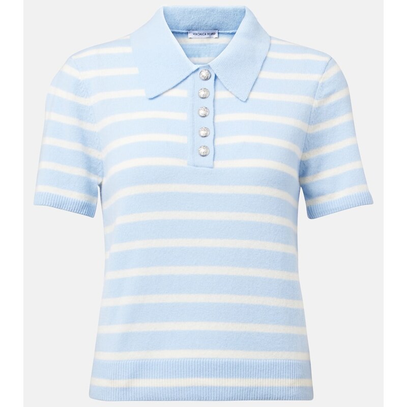 Veronica Beard Shana striped cashmere polo sweater