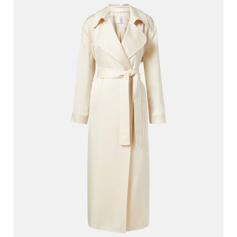Leset Barb satin trench coat