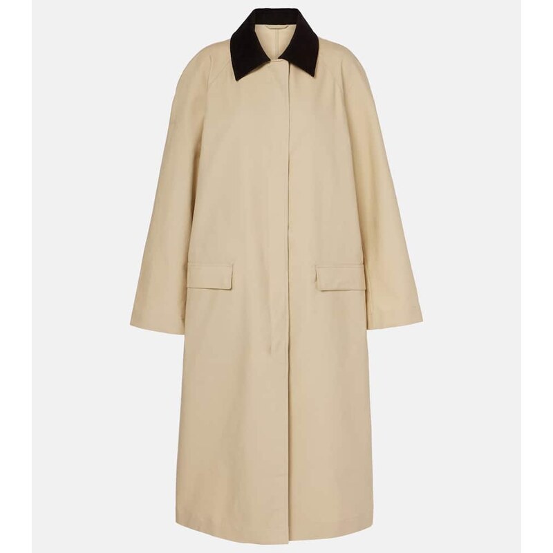 Toteme Corduroy-trimmed cotton gabardine coat