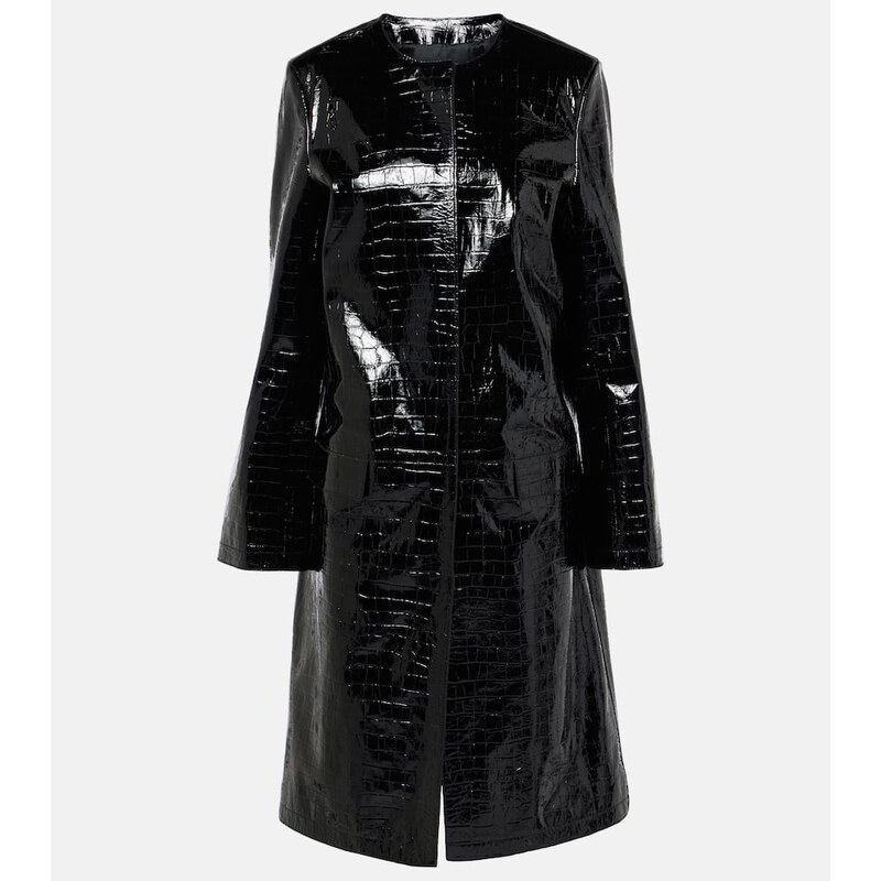 Toteme Croc-effect embossed leather coat