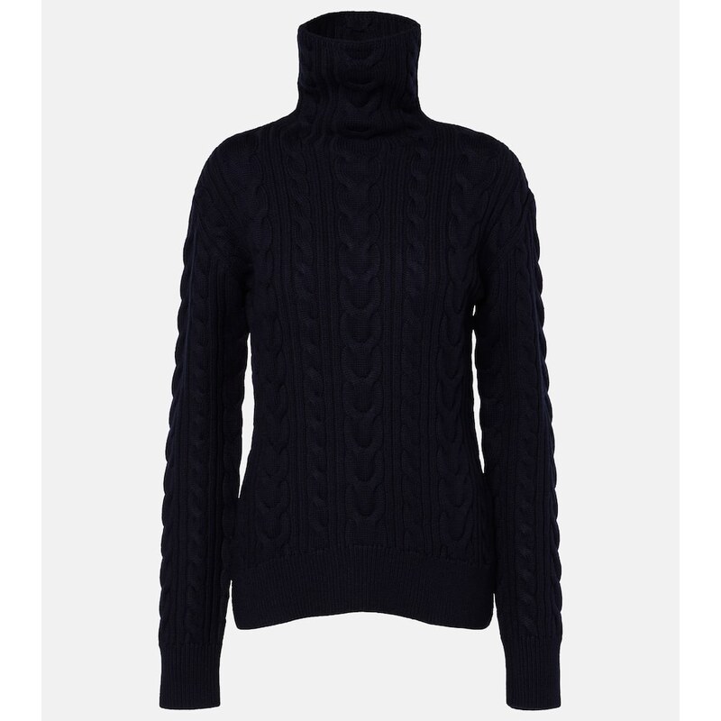 Toteme Cable-knit wool and cotton turtleneck sweater