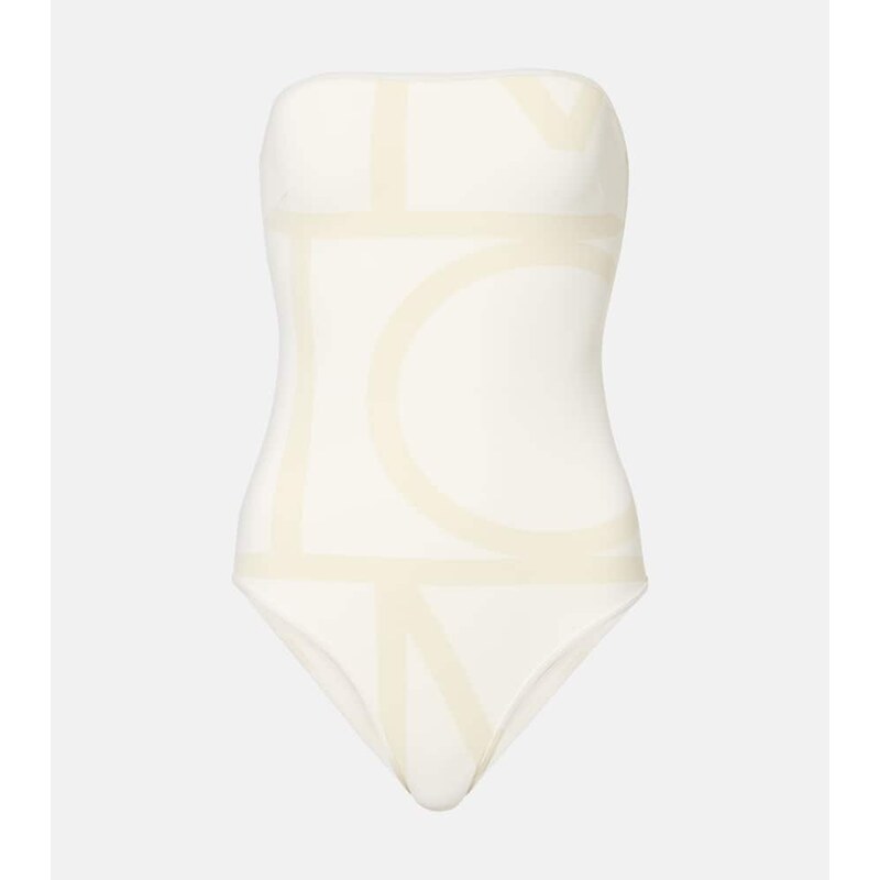 Toteme Monogram strapless jersey swimsuit
