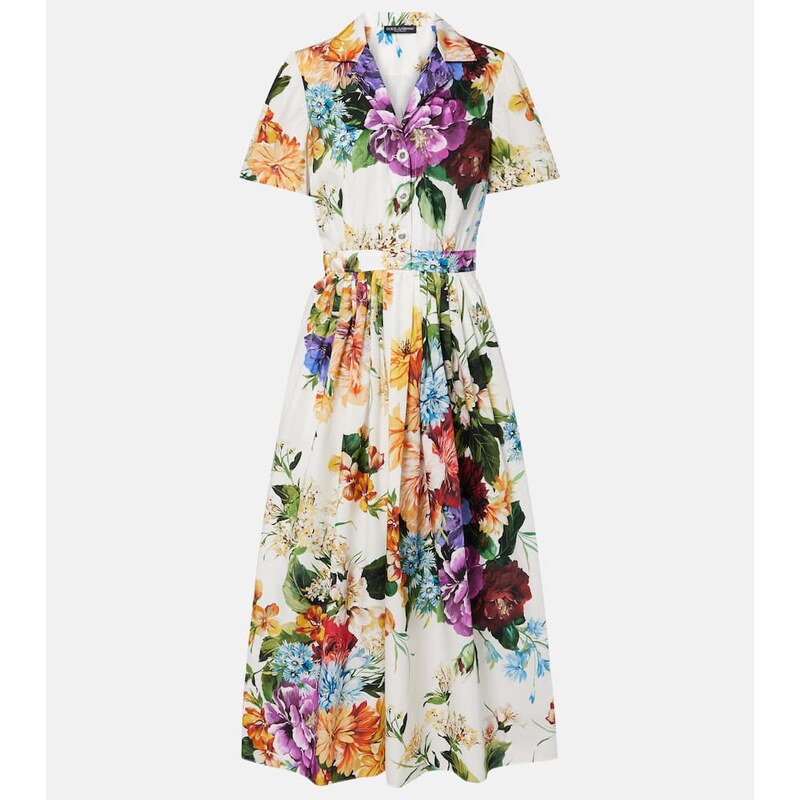 Dolce&Gabbana Floral cotton poplin shirt dress