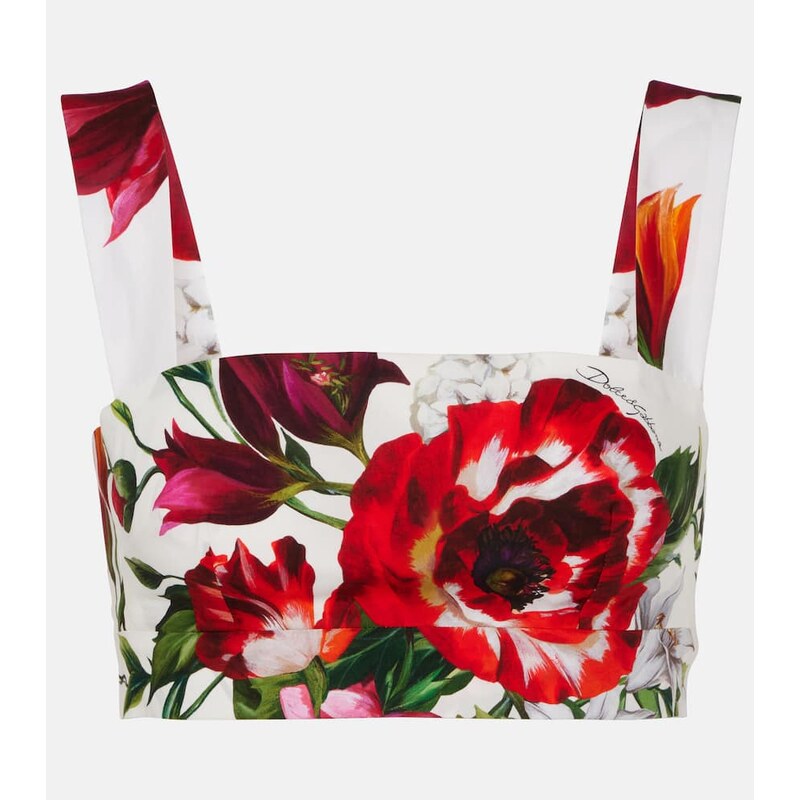 Dolce&Gabbana Floral cotton poplin bra top
