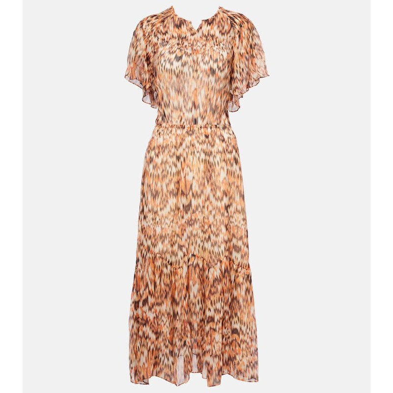 Isabel Marant Odelia printed gathered silk midi dress