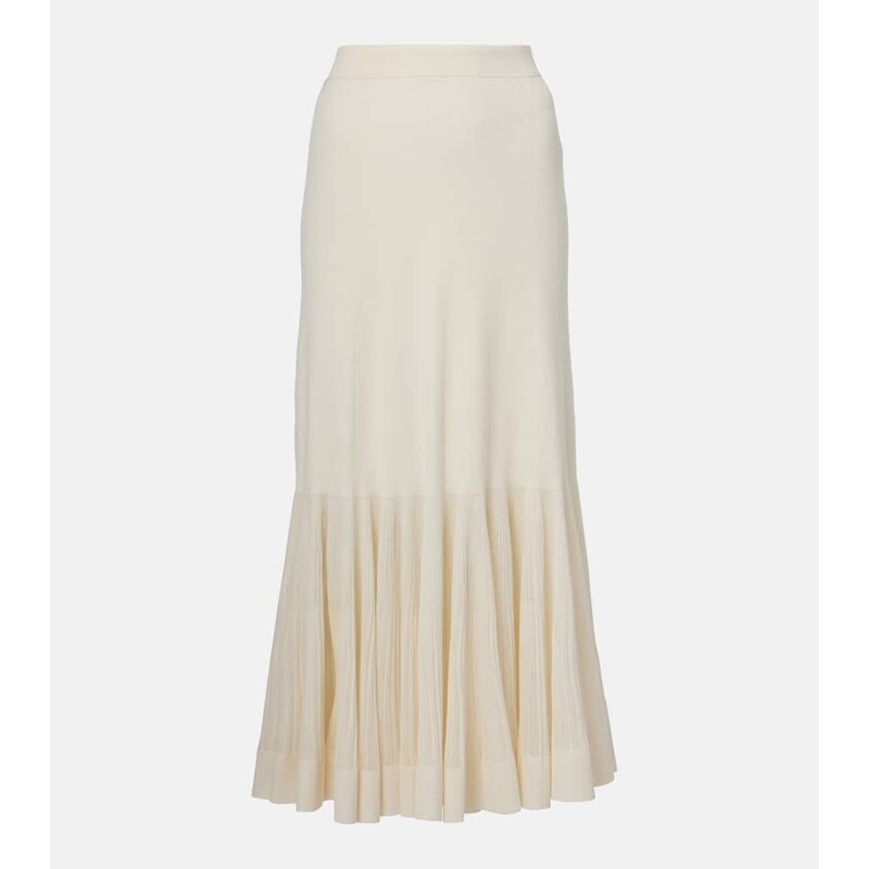 Zimmermann Illuminate pleated ribbed-knit midi skirt